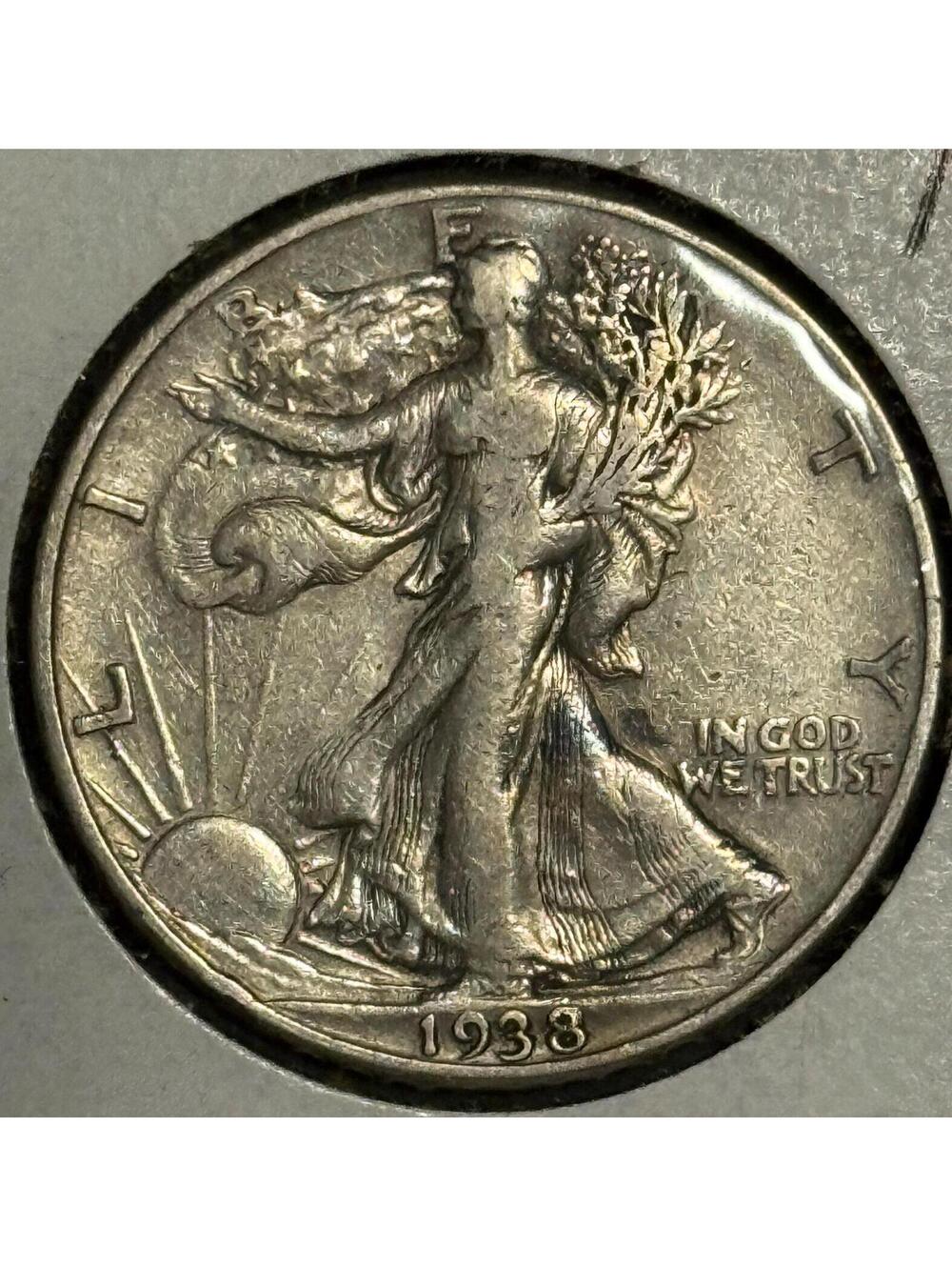 1938 D Walking Liberty Half Dollar • KEY DATE • Ungraded XF+ (Extremeley Fine+)
